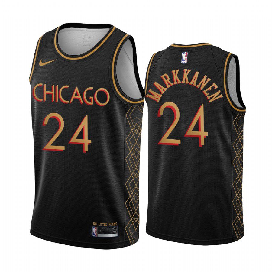 Men Chicago Bulls #24 lauri-markkanen black motor city edition no little plans 2020 nba jersey